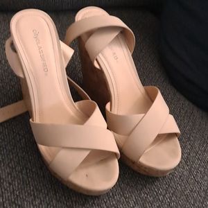 Beige wedge heels